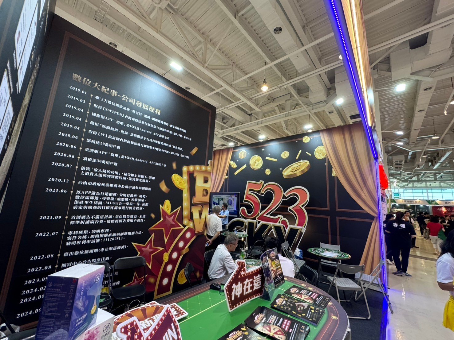 高雄加盟展 團團購展位 31 台灣地圖里程碑牆與洽談桌